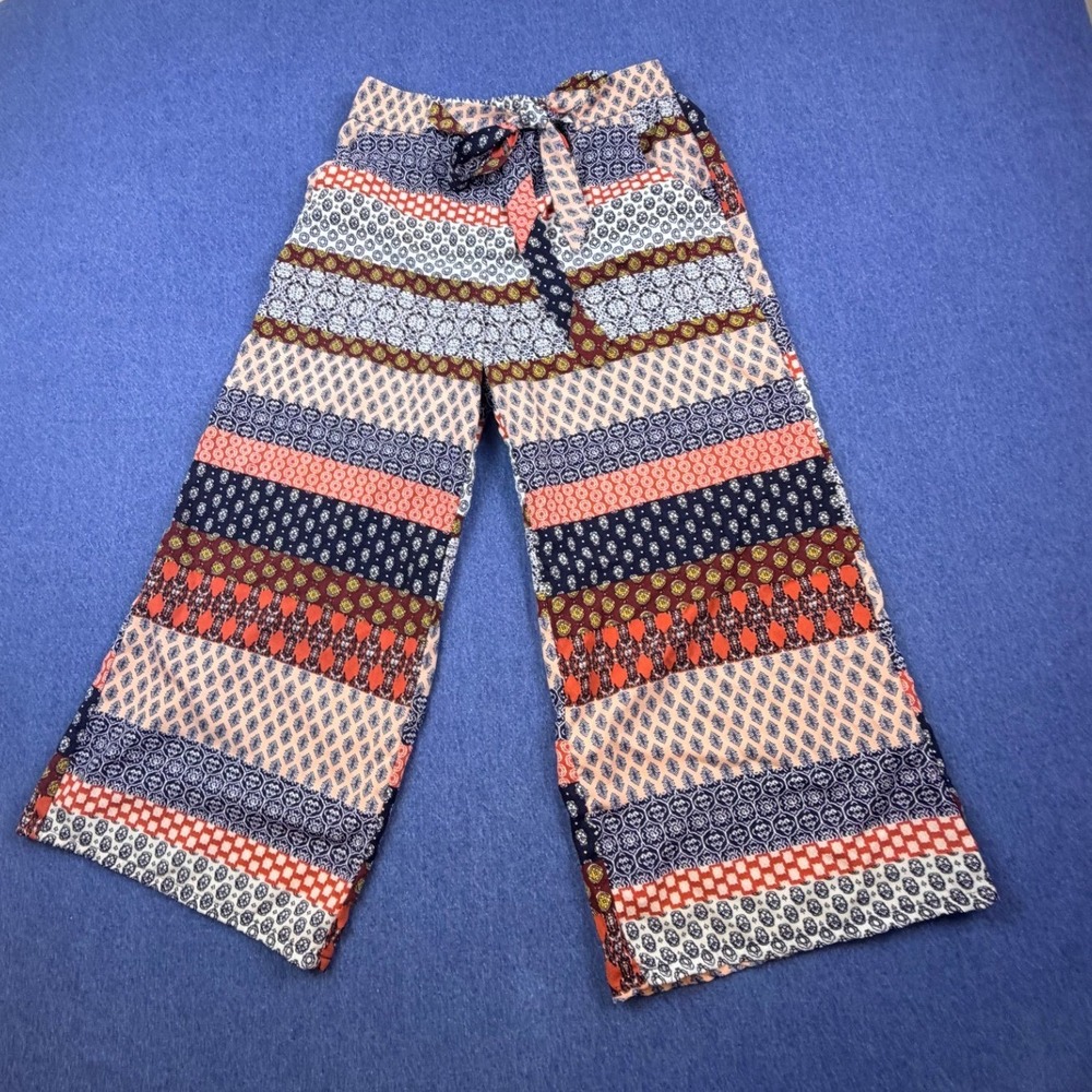 Joe B Joe Benbasset Mixed Print Wide Leg Boho Pants Multi-Color Small